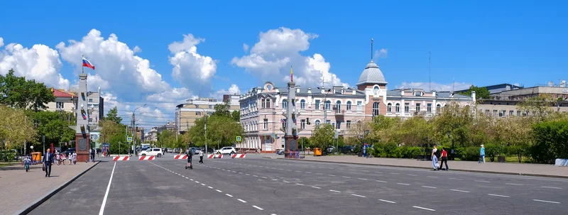 Площадь Ленина в Чите, панорамный вид