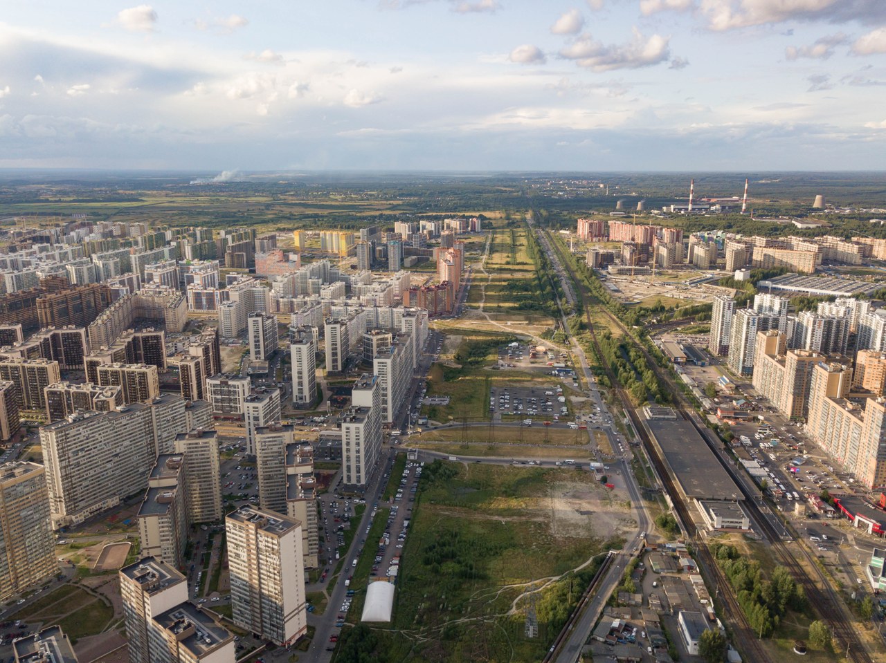 Город Мурино в Ленинградской области, вид с высоты