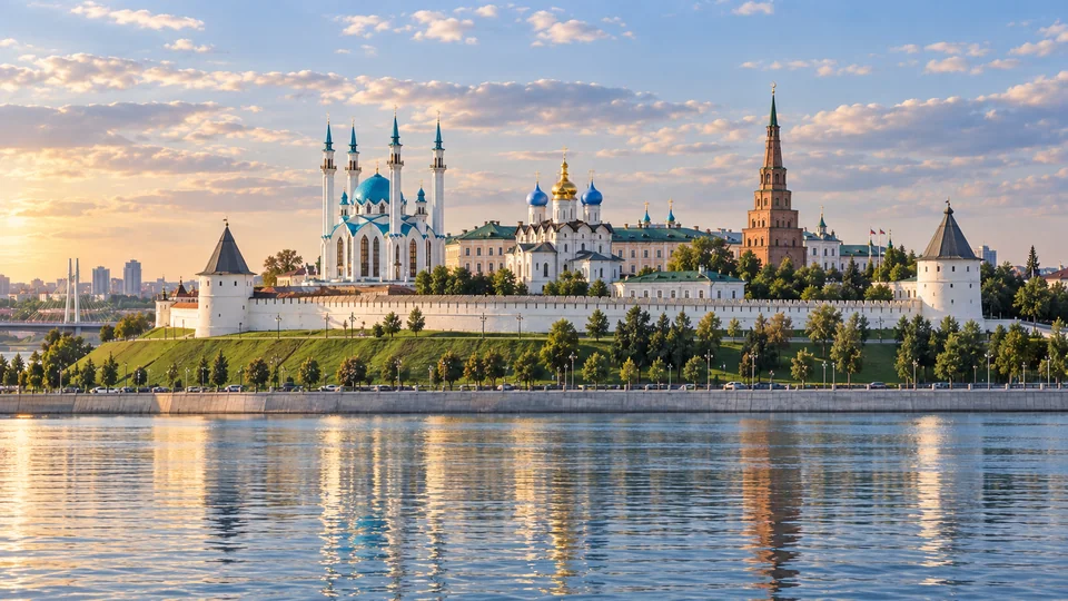 Иллюстрация Казанского Кремля с мечетью Кул-Шариф и Казанкой